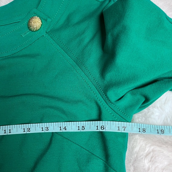 Talbots Teal Long Sleeve Top with Gold Button - Picture 7 of 9